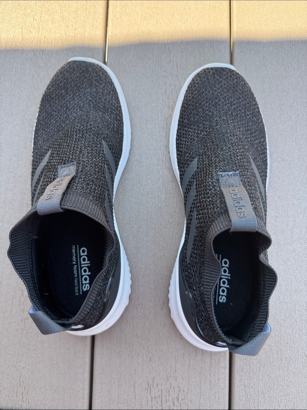 Adidas Black Knit Slip-On Sneakers with White Soles